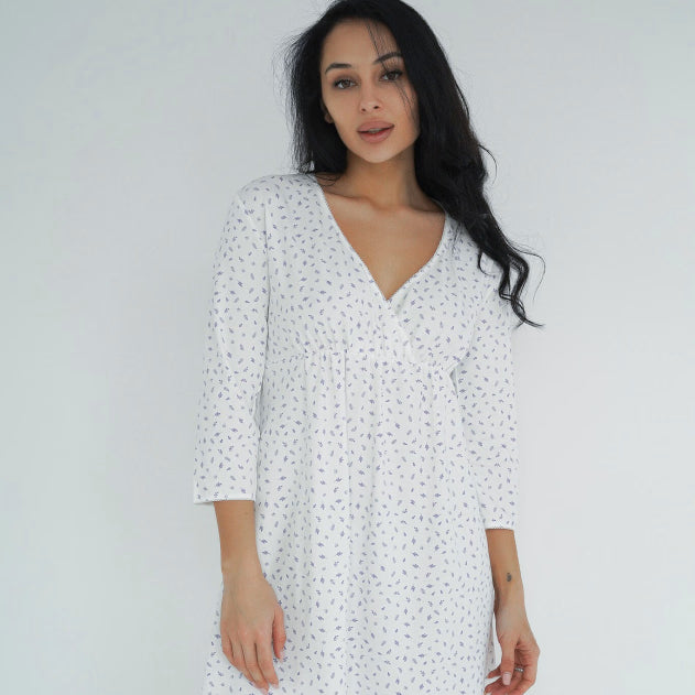 Camicia da Notte Premaman Warm&Cosy Fantasia Foglie