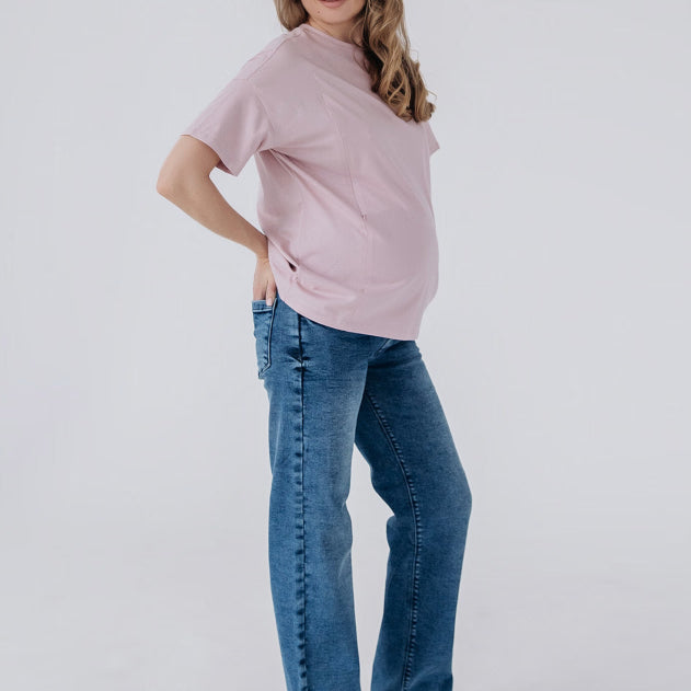 Jeans Premaman Simple&Basic Dritto Blu Vita Alta in Maglia