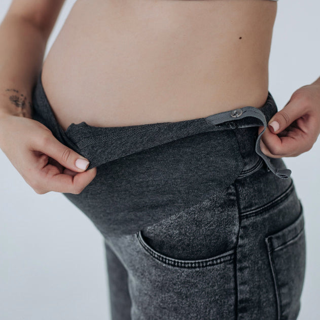 Jeans Premaman Simple&Basic Dritto Grigio Vita Alta in Maglia