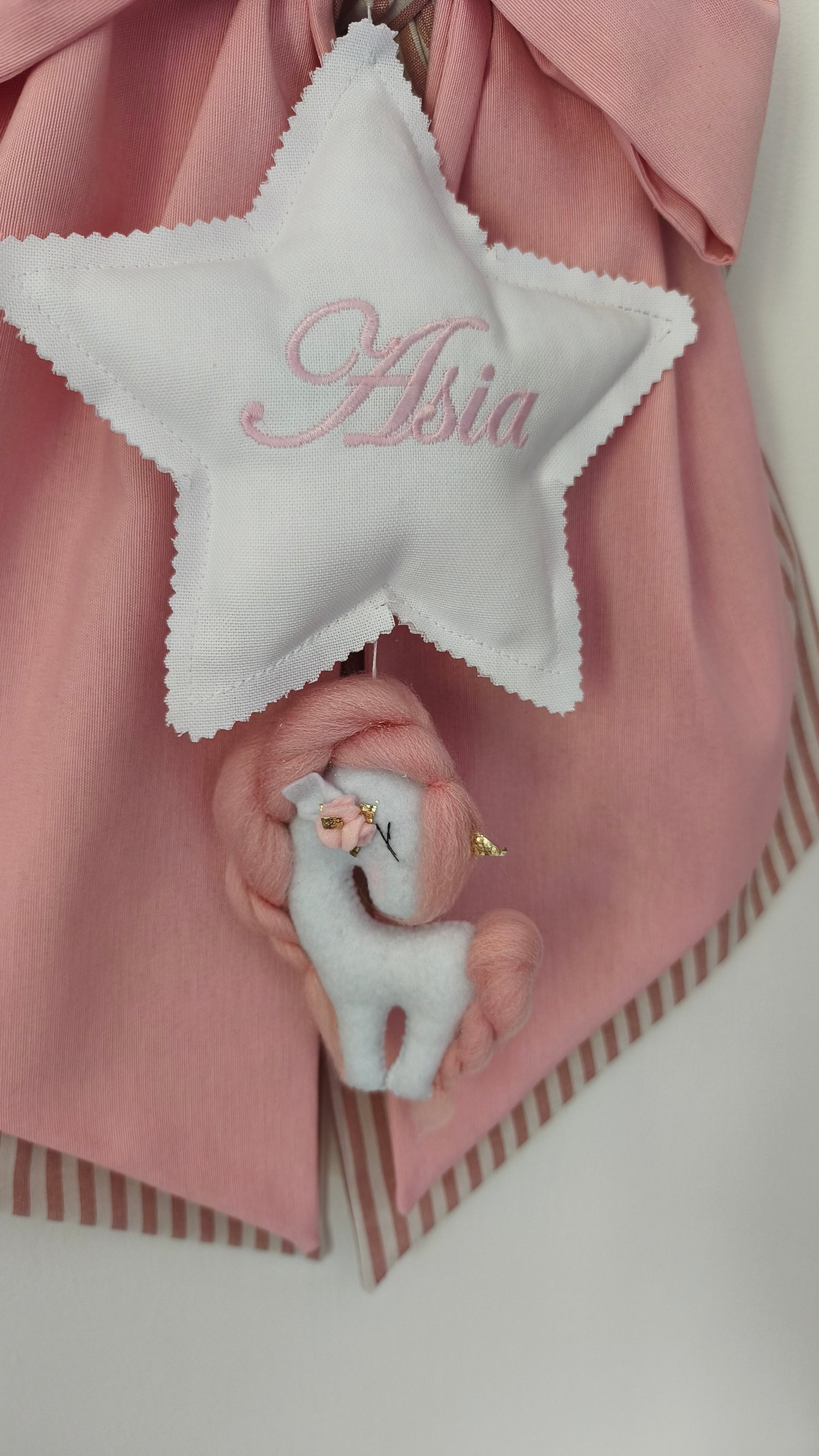 Fiocco Nascita Personalizzato Unicorno Rosa – Pronto in 24 ore!