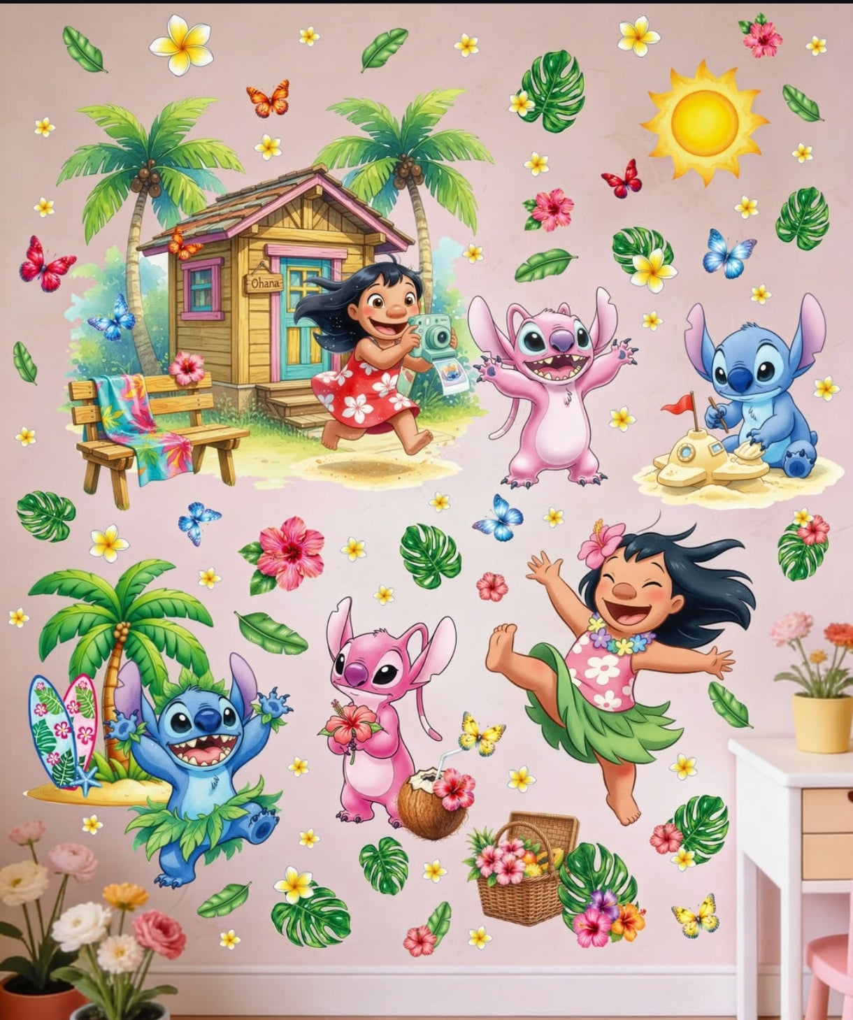Adesivi Murali Personalizzati per Cameretta Alieno Stitch – Staccabili e Riposizionabili