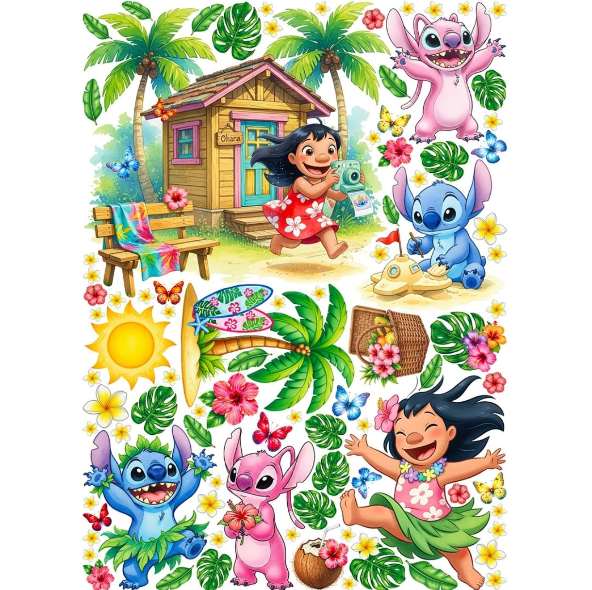 Adesivi Murali Personalizzati per Cameretta Alieno Stitch – Staccabili e Riposizionabili