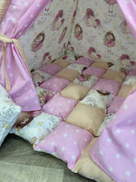 teepee bambini cotone fantasia principesse con struttura in legno