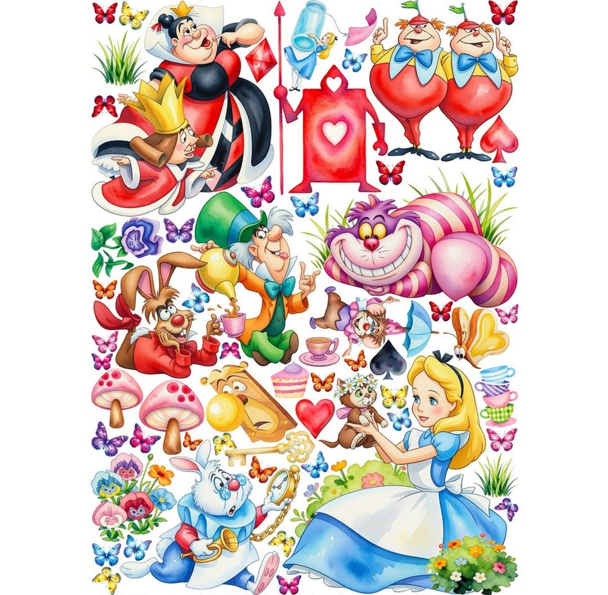 Adesivi murali Alice nel Paese delle Meraviglie Disney bambini cameretta stickers parete personaggi