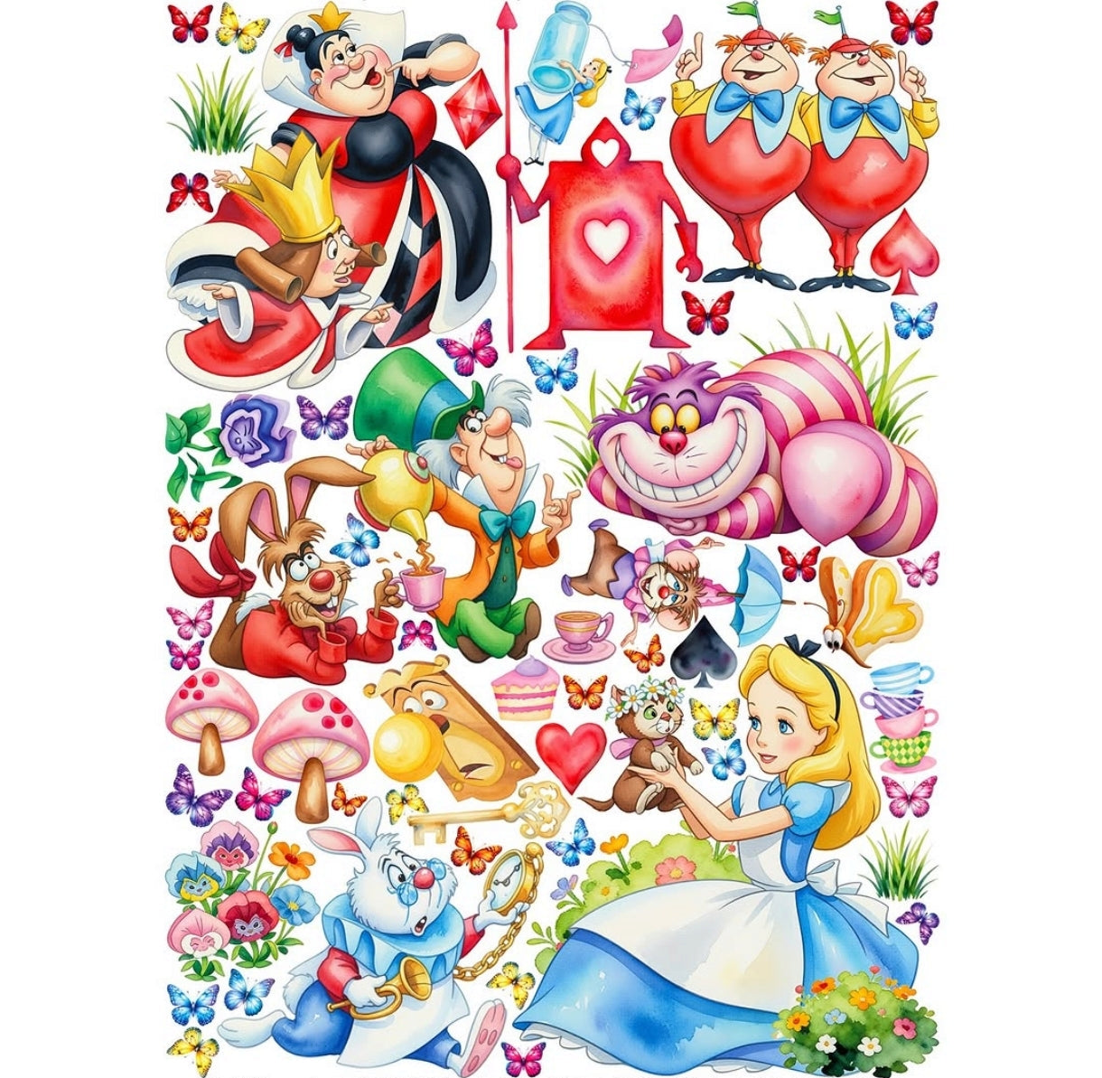 Adesivi murali Alice nel Paese delle Meraviglie Disney bambini cameretta stickers parete personaggi