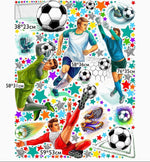 Sticker murali calcio per cameretta bambini con portiere, calciatori e stelle multicolor