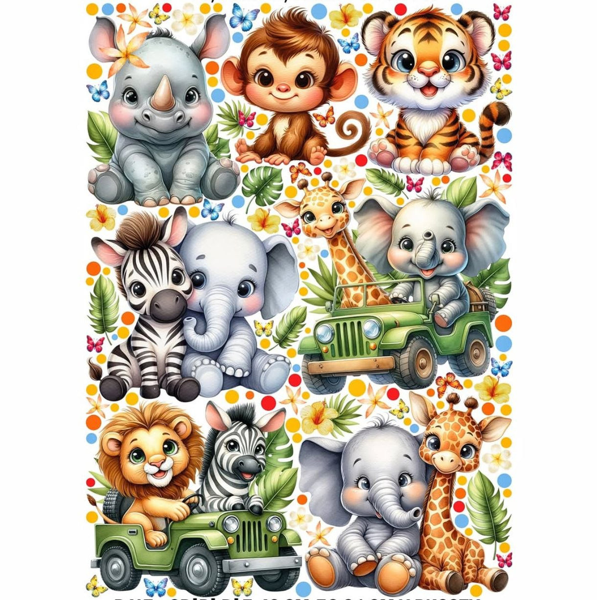 Adesivi murali cameretta bambino animali safari giungla leone tigre elefante giraffa zebra scimmia wall sticker staccabili