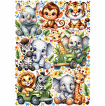 Adesivi murali cameretta bambino animali safari giungla leone tigre elefante giraffa zebra scimmia wall sticker staccabili
