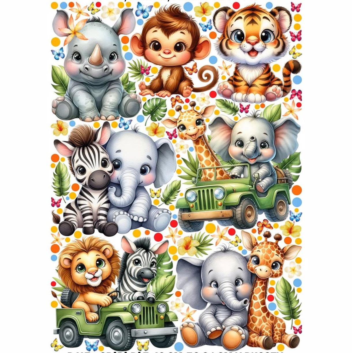 Adesivi murali cameretta bambino animali safari giungla leone tigre elefante giraffa zebra scimmia wall sticker staccabili