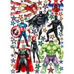 Wall sticker staccabili con supereroi Marvel e DC Iron Man Hulk Thor Batman Spider-Man ideali per cameretta bimbo