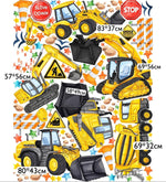 Adesivi murali cantiere bambini escavatori trattori camion stickers parete cameretta maschi