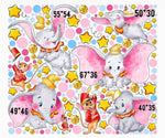 Stickers murali Disney con elefantino Dumbo e il topo Timoteo, stelle gialle e pois rosa per cameretta bimba.