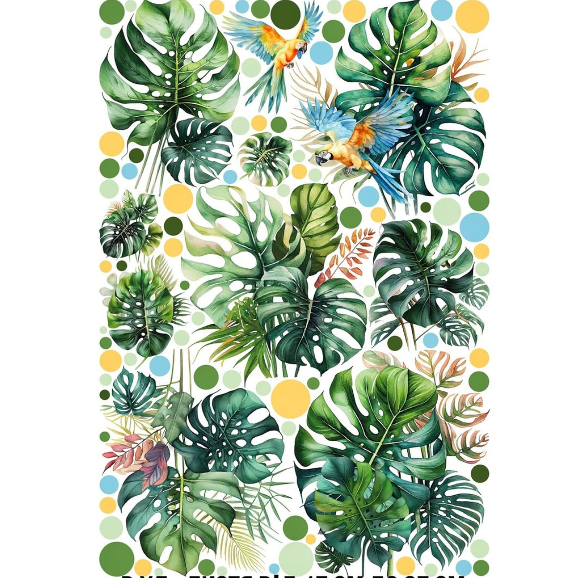 Wall sticker foglie tropicali monstera e pappagalli colorati cameretta bambino, sticker staccabile