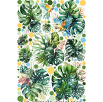 Wall sticker foglie tropicali monstera e pappagalli colorati cameretta bambino, sticker staccabile