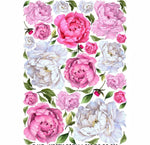 Adesivi murali peonie acquerello rosa e bianche per cameretta bambina, staccabili e riposizionabili