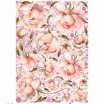 Wall sticker floreale peonie rosa antico e puntini, decorazione murale romantica per camera bambina, rimovibile
