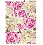 Wall sticker peonie acquerello rosa bianche per cameretta bambina, rimovibile riposizionabile