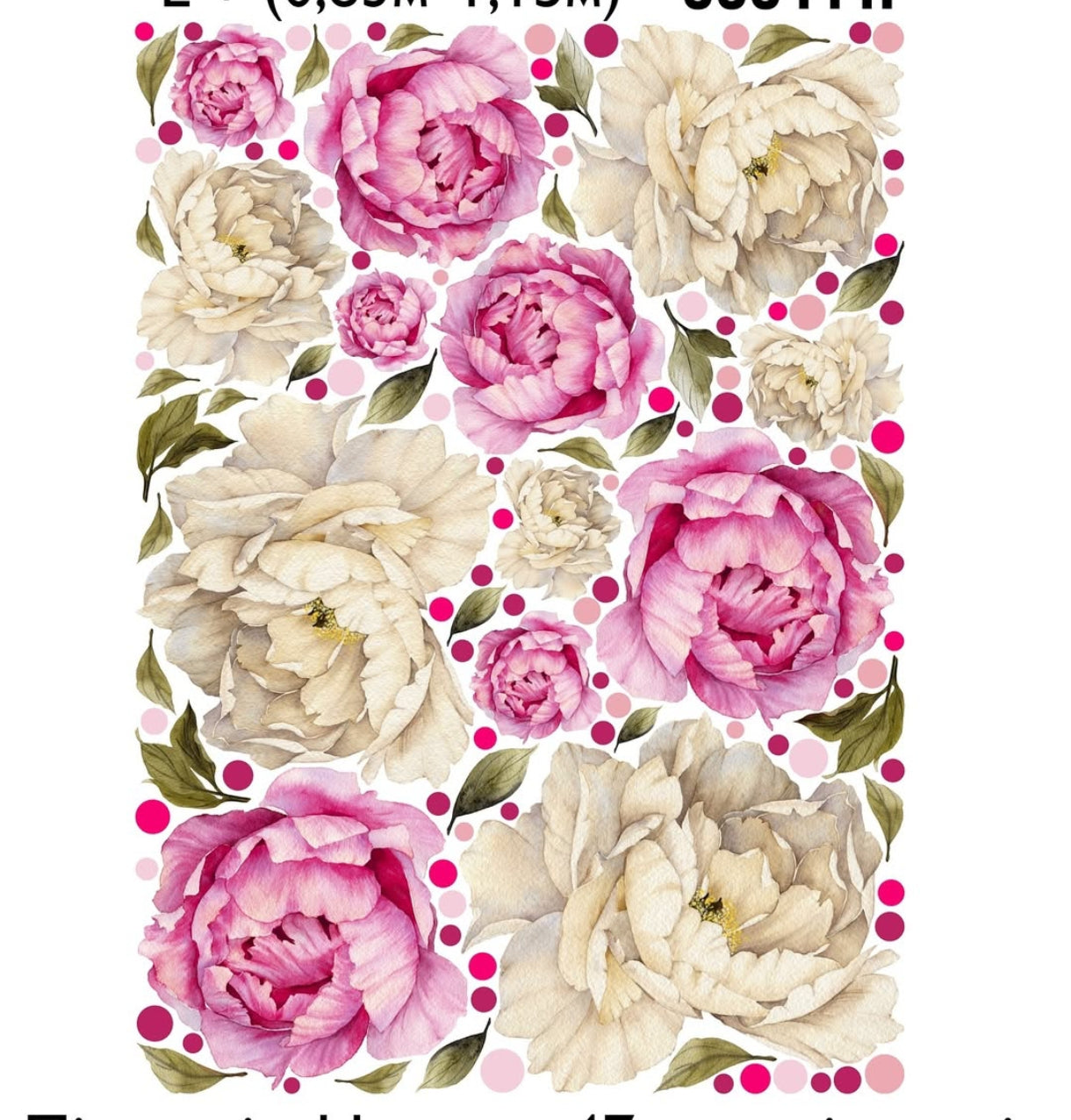 Wall sticker peonie acquerello rosa bianche per cameretta bambina, rimovibile riposizionabile