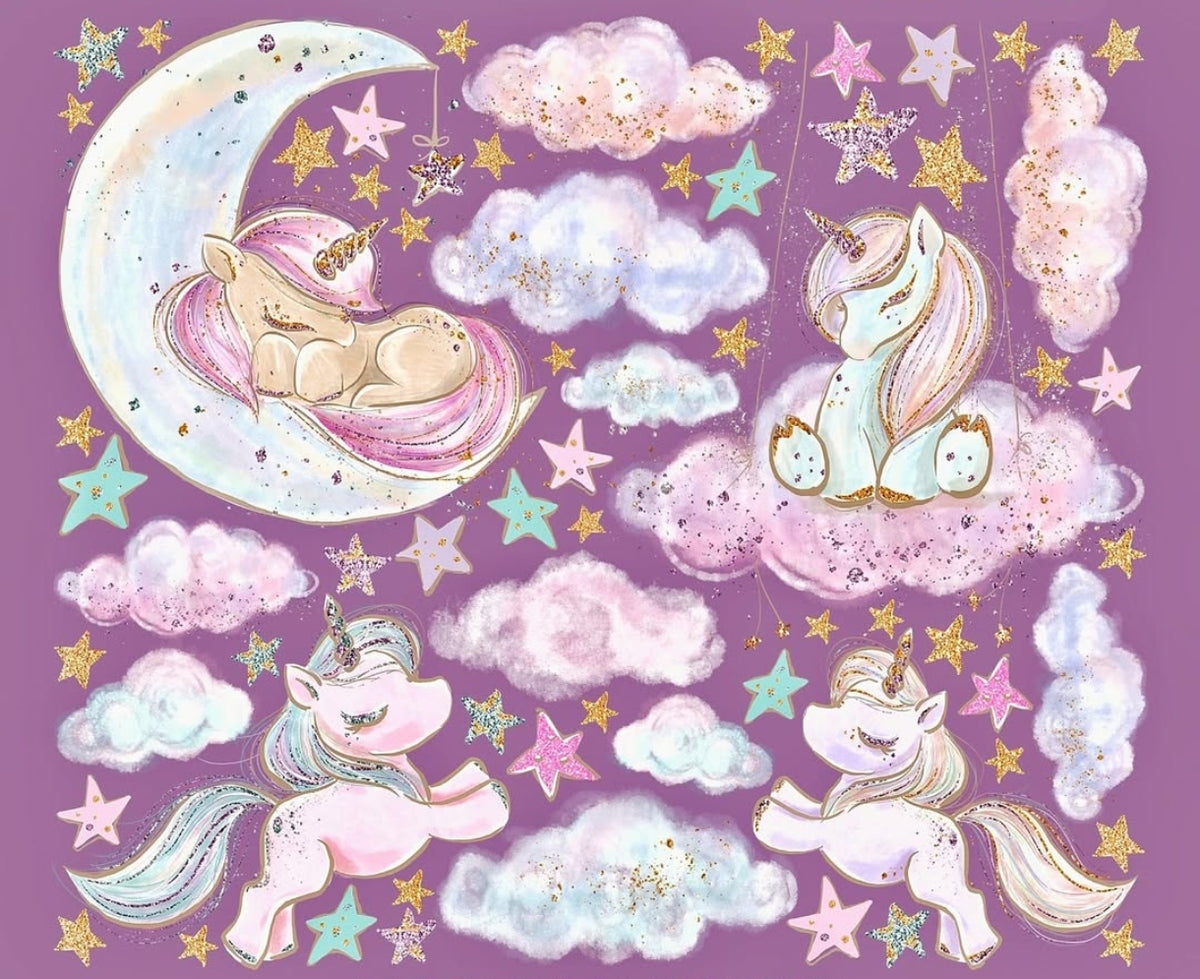 Adesivi murali unicorno arcobaleno stelle cameretta bambina, wall sticker staccabile personalizzabile