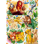 Adesivi murali Re Leone Disney con Simba, Mufasa, Timon e Pumbaa su foglio decorativo per cameretta bambini