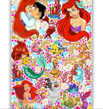 Stickers murali Disney con la Sirenetta Ariel, il principe Eric, Flounder e Sebastian tra bolle e coralli colorati.