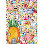 Stickers murali con SpongeBob, Patrick e la casa ad ananas, decorazione colorata ed allegra per cameretta bambini.