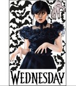 Adesivi murali Wednesday Addams con pipistrelli e Cosa, sticker decorativi parete teen gothic