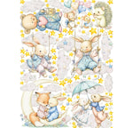 Adesivi murali cuccioli sull altalena luna e stelle acquerello cameretta neonato, wall sticker rimovibile