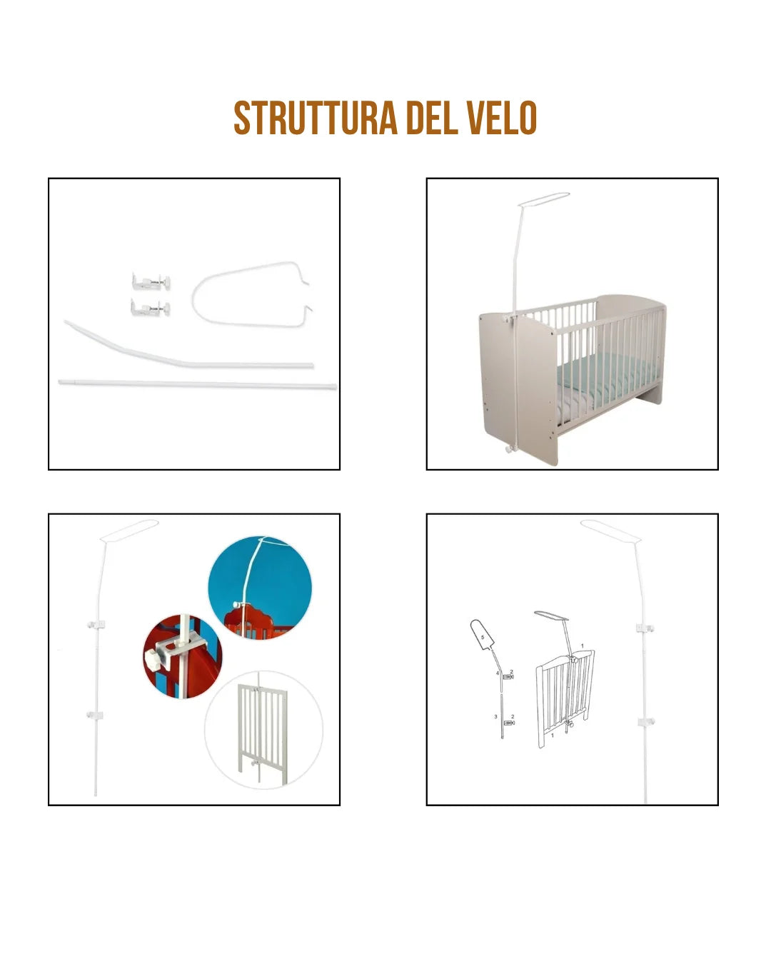 asta in fetto per velo baldacchino montaggio istruzioni fissaggio