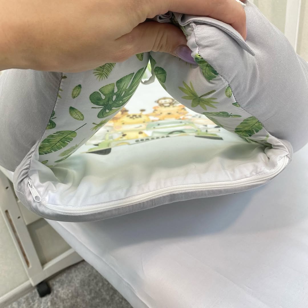 Baby nest neonato safari con cerniera, fodera sfoderabile in cotone con foglie verdi, interno lavabile