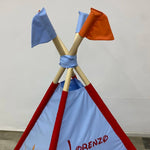 Tenda tipi/teepee/wigwam bambini  Azzurro/celeste, dipinta a mano tema topolino cartone animato, personalizzata con nome, materassino imbottito, cuscino e pali pieghevoli inclusi