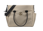 Borsa passeggino Kunert Ivento beige dorato in ecopelle, manici e tracolla neri, dettagli oro