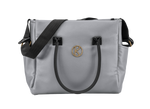 Borsa passeggino Kunert Ivento grigio metallizzato in ecopelle, manici e tracolla neri, dettagli oro