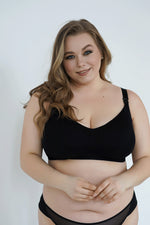 Reggiseno gravidanza e allattamento Silky Beauty nero curvy, taglie forti, confortevole, senza ferretto, bretelle clip