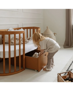 Cassetto in legno con ruote per letto evolutivo 7in1, contenitore porta giochi salvaspazio