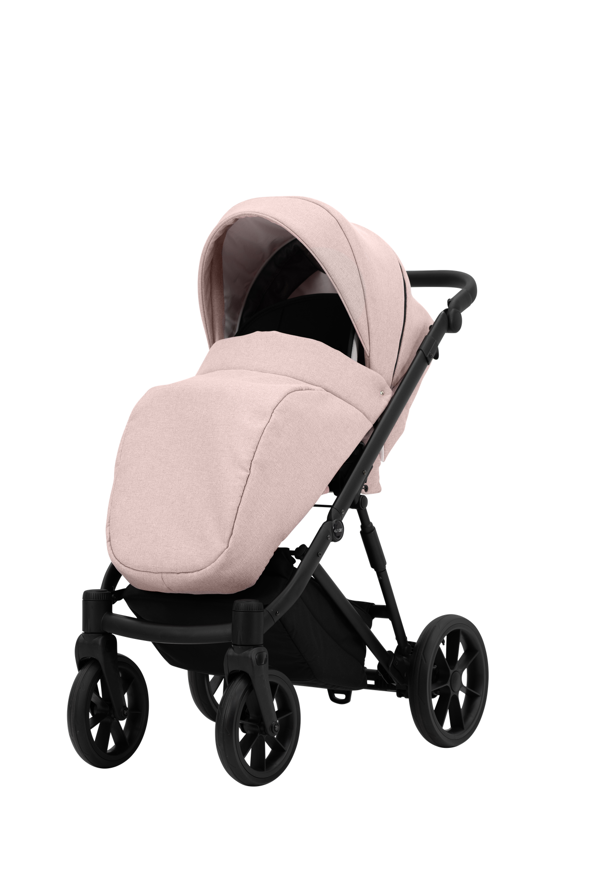 Copripiedi invernale coordinato rosa antico su seduta passeggino Kunert, tessuto antivento ideale per passeggiate all'aperto.