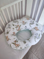 Cuscino allattamento gravidanza ciambella double face in cotone bianco e grigio, imbottitura siliconata, premaman ergonomico fatto a mano