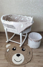 Culla in Vimini Intrecciata a Mano Tessitura Rara Senza Cappuccio – Con Ruote o Dondolo - universo del bambino
