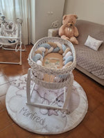 Culla in Vimini Intrecciata a Mano Tessitura Rara Senza Cappuccio – Con Ruote o Dondolo - universo del bambino
