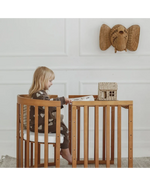 Lettino vintage ovale 7in1 legno miele in modalità sedia bimbo con tavolino – toddler