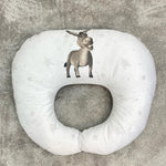 Cuscino allattamento Ciuchino Shrek bianco con stelline grigie, cuscino gravidanza neonato.
