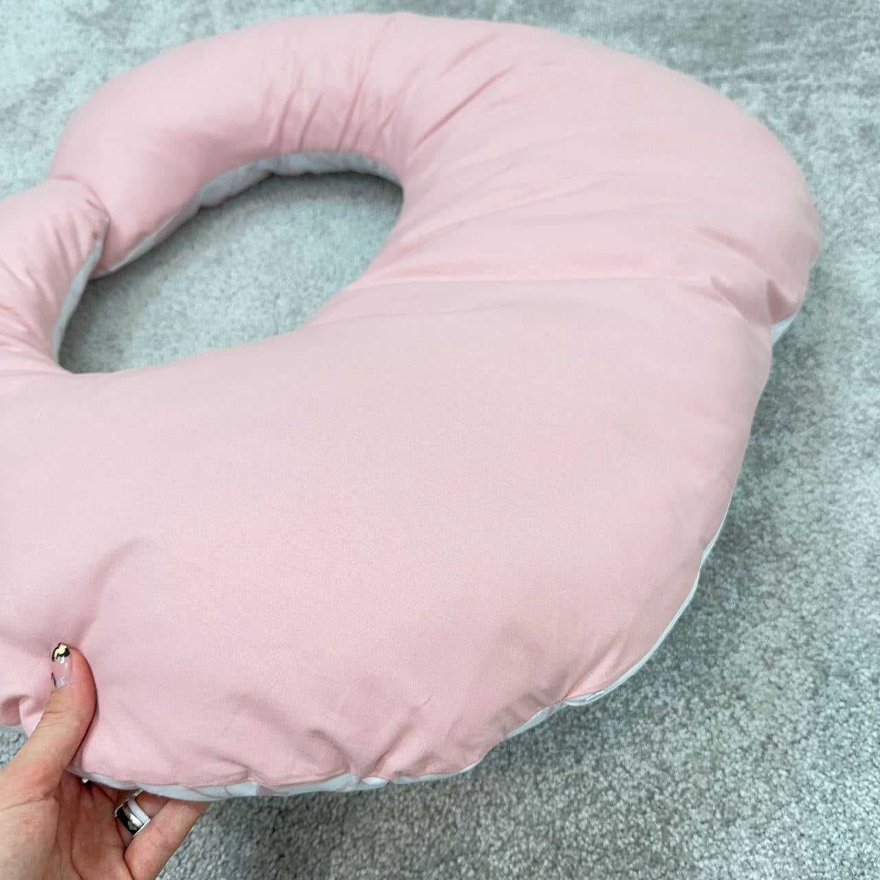 Cuscino allattamento double face rosa cipria, due lati reversibili con federa sfoderabile lavabile