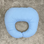 Cuscino allattamento gravidanza azzurro in cotone, imbottitura siliconata, ergonomico premaman, fatto a mano