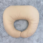 Cuscino allattamento gravidanza beige in cotone, imbottitura siliconata, ergonomico premaman, fatto a mano