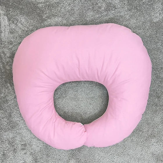 Cuscino allattamento gravidanza rosa in cotone, imbottitura siliconata, ergonomico premaman, fatto a mano