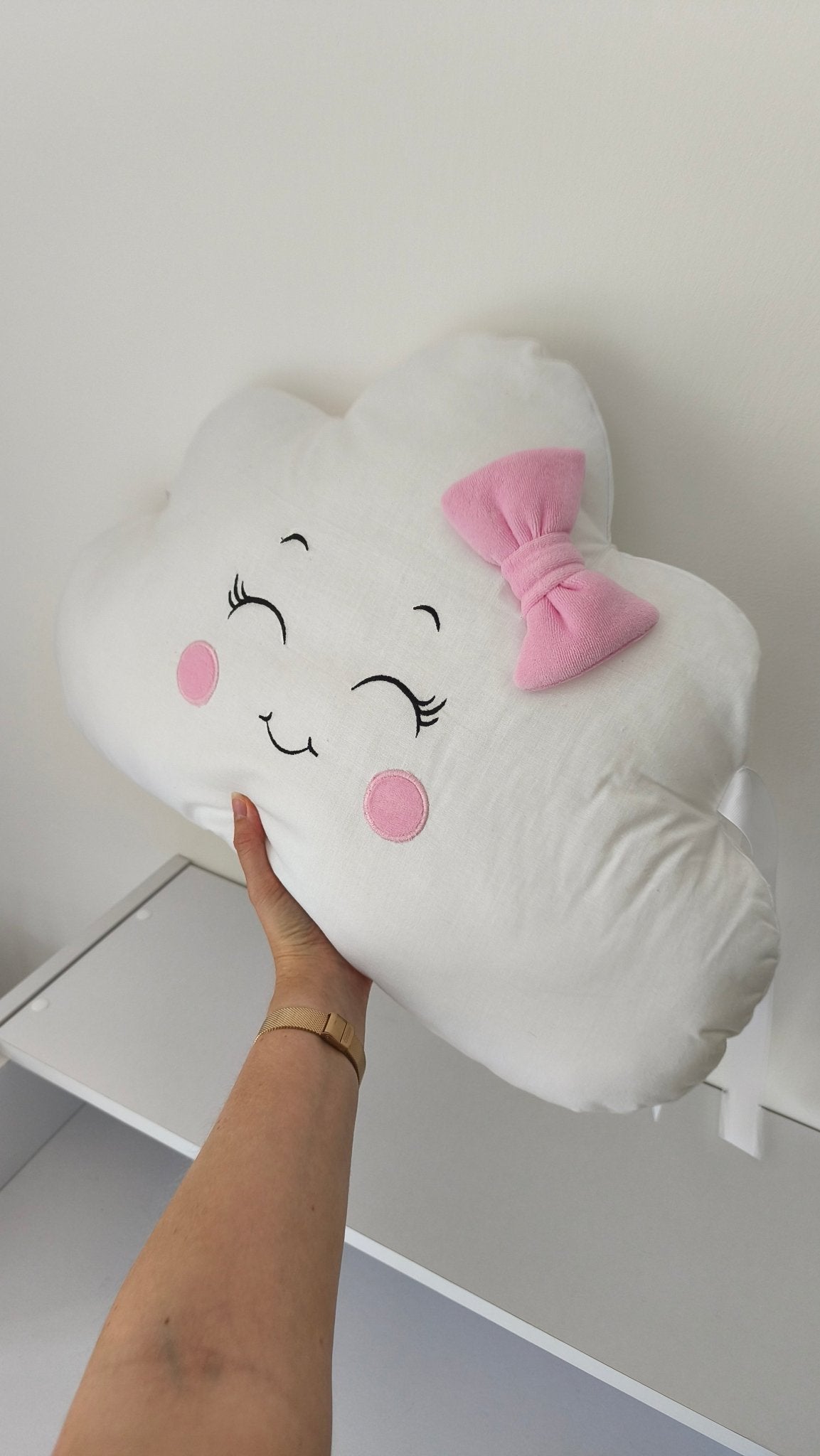 Cuscino Paracolpi Decorativo Nuvoletta per Lettino e Cameretta con Fiocco - universo del bambino