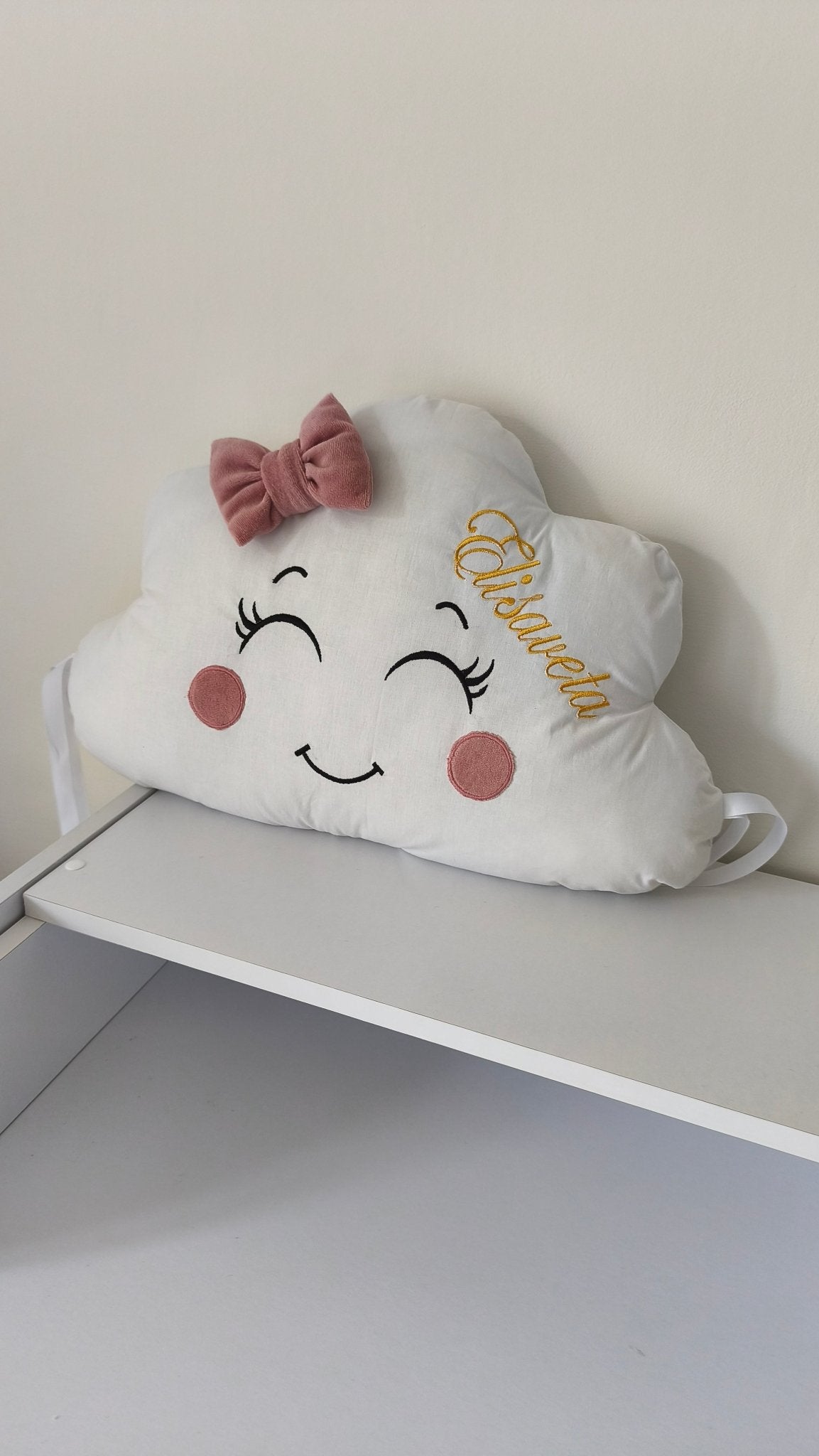Cuscino Paracolpi Decorativo Nuvoletta per Lettino e Cameretta con Fiocco - universo del bambino