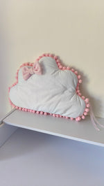 Cuscino Paracolpi Decorativo Nuvoletta Pompon per Lettino e Cameretta con Fiocco - universo del bambino