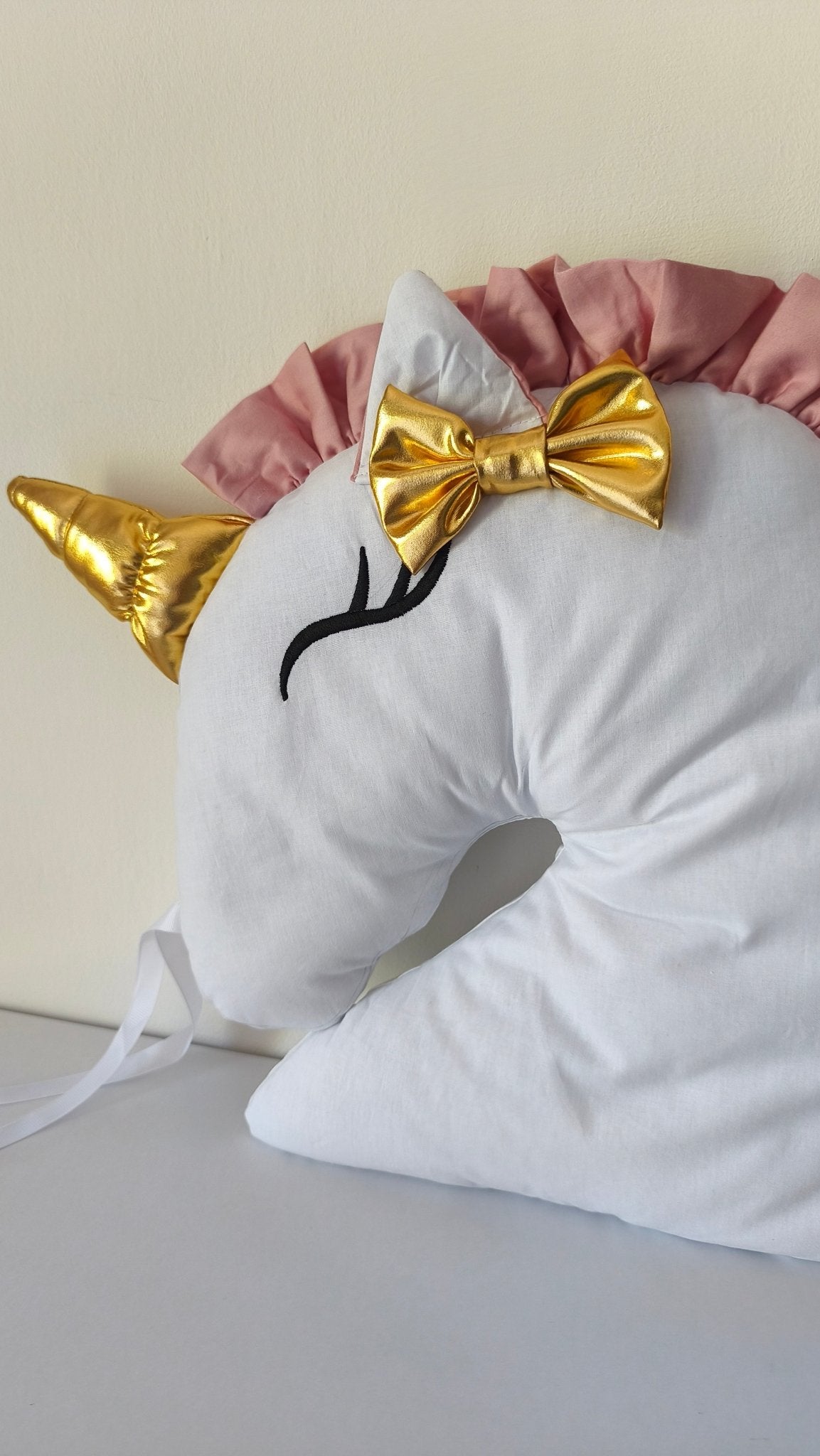 Cuscino Paracolpi Decorativo Unicorno con Fiocco per Lettino e Cameretta - universo del bambino