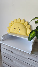 Cuscino paracolpi sole giallo faccina sorridente su fasciatoio cameretta neonato cotone